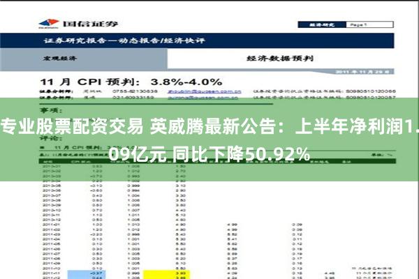 专业股票配资交易 英威腾最新公告：上半年净利润1.09亿元 同比下降50.92%