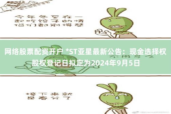 网络股票配资开户 *ST亚星最新公告：现金选择权股权登记日拟定为2024年9月5日