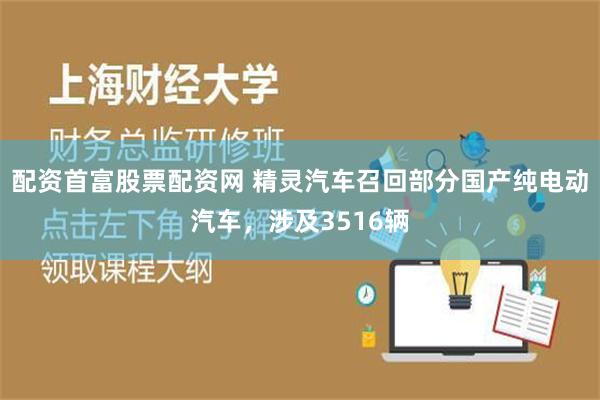 配资首富股票配资网 精灵汽车召回部分国产纯电动汽车，涉及3516辆