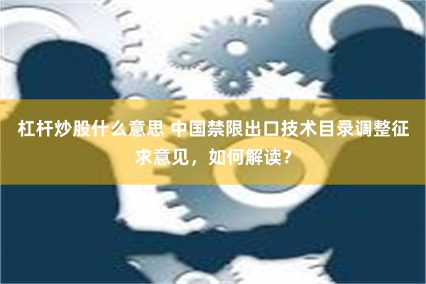 杠杆炒股什么意思 中国禁限出口技术目录调整征求意见，如何解读？